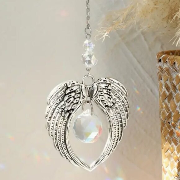 d'vine Products Other - Remembrance Angel Wings Crystal Sun Catcher - Guardian Angel Crystal & Silver